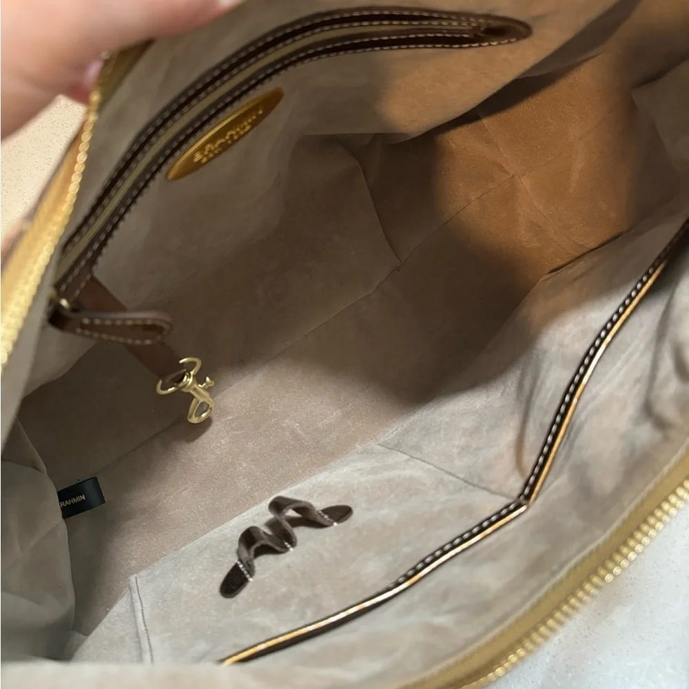 Brahmin Croc Embossed Hobo Shoulder Bag Vintage Y2K Brown Gold Accents